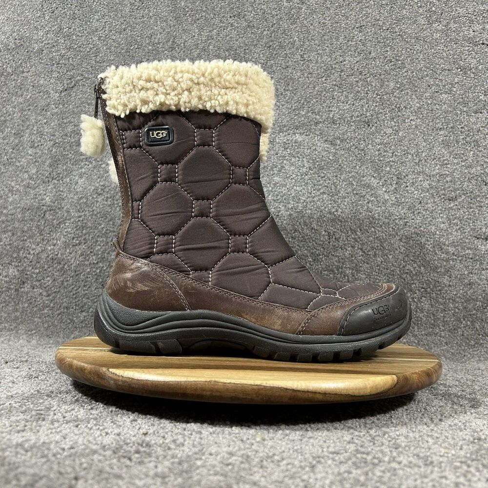 UGG Meridian Women’s Sz 8 Brown Quilted Waterproof Shearling Lined Winter Boots